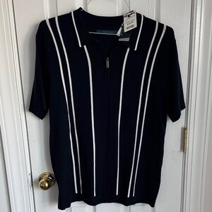 Perry Ellis Black Polo with White Stripes
